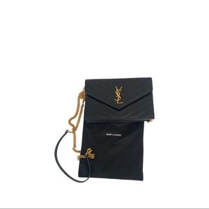 YSL Envelope crossbody small wallet bag. Gold Chain